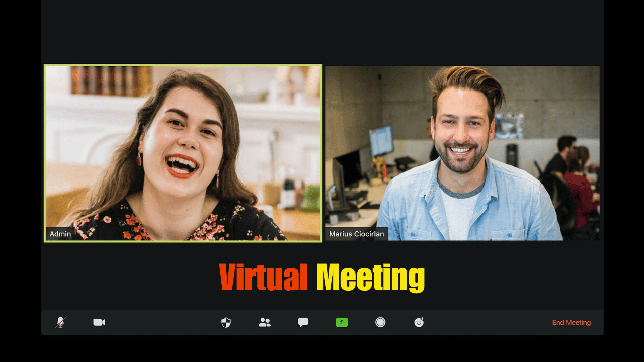 Two peoples in online meeting - Virtual meeting explained