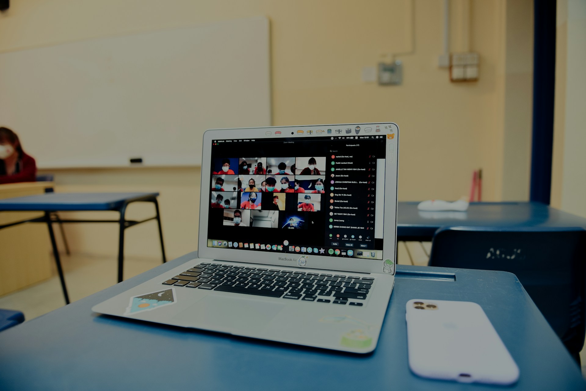 Online Meeting on Macbook Air Laptop with Webcam