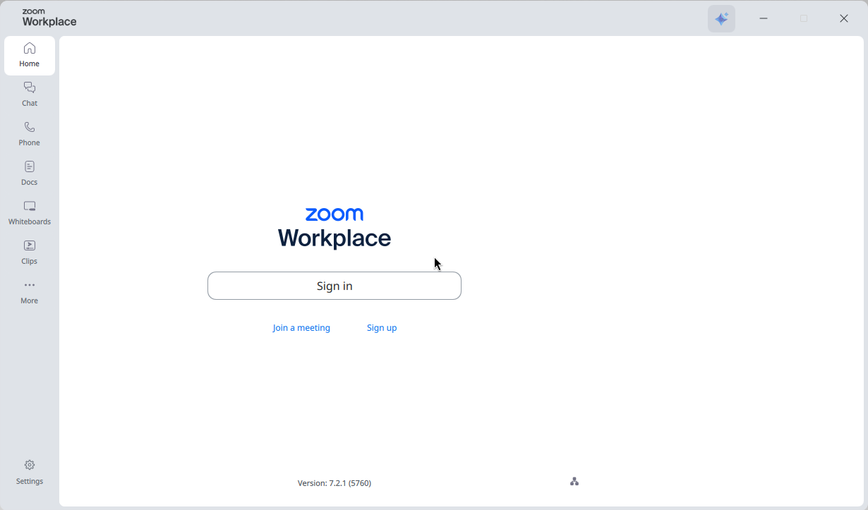Zoom Workplace desktop app sign in screen
