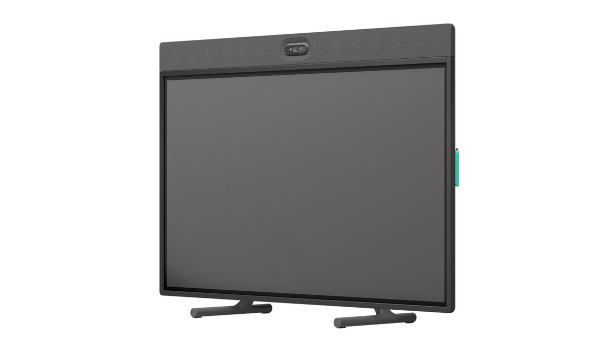 Logitech Rally Board 65 all-in-one video display on its table stand