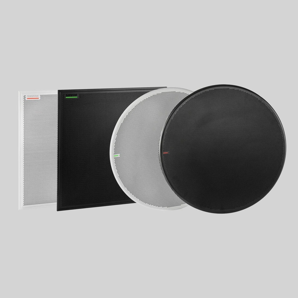 Shure MXA925 ceiling array microphones in square and round versions